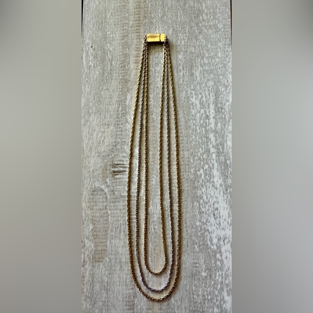 Avon Triple-Strand Silver and Gold tone Necklace